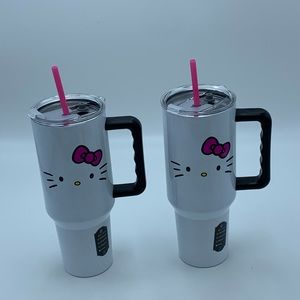 Sanrio Hello Kitty Metal Tumblers with Handle 40 oz Set of 2 Tumblers